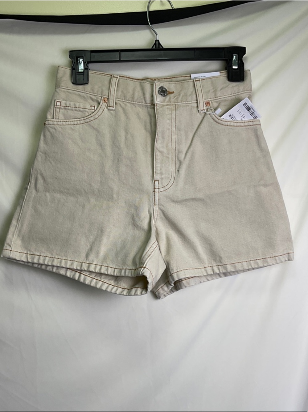 High-Rise Cream Denim Jean Shorts